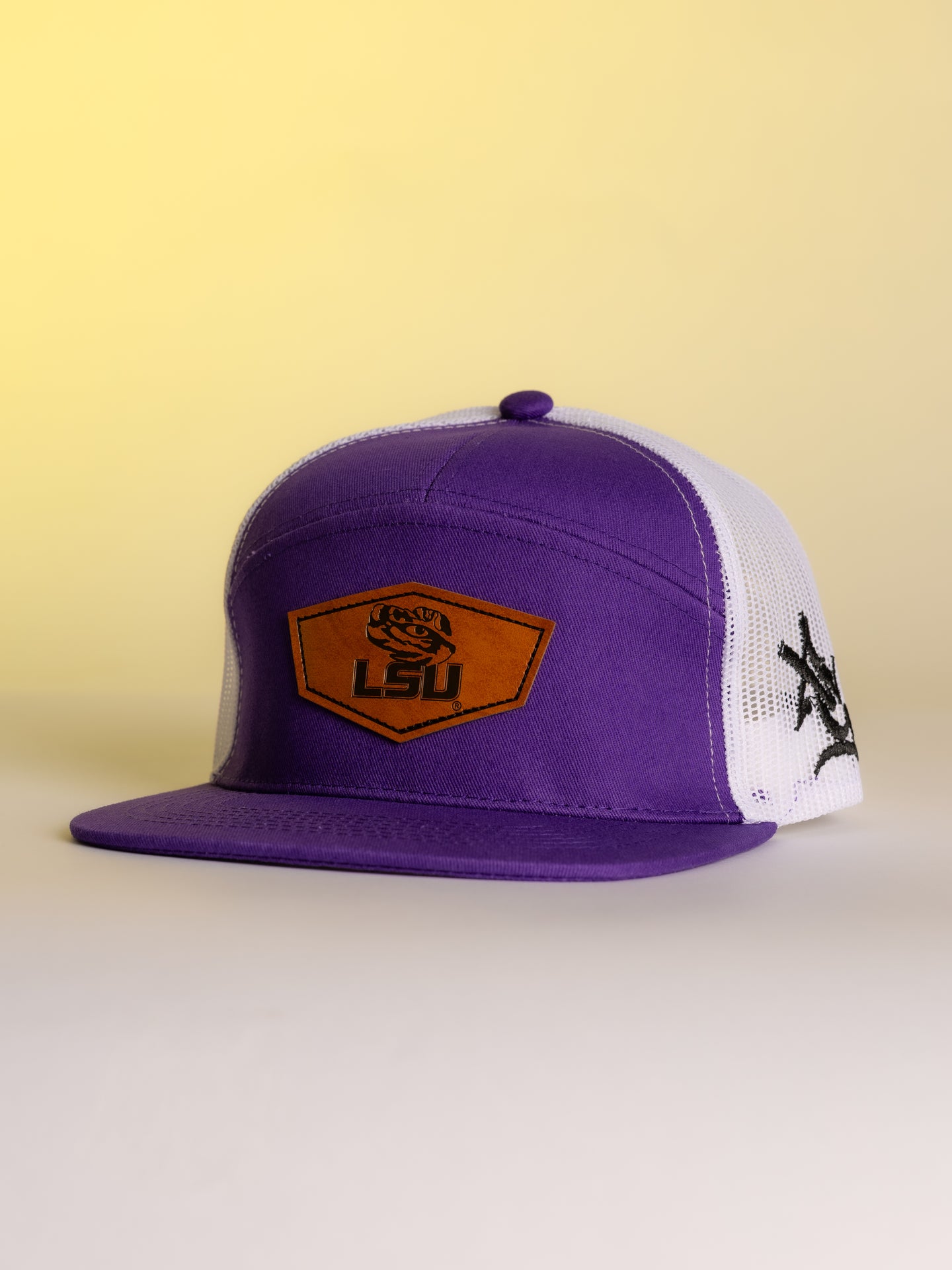 Purple LSU Leather Patch Hat
