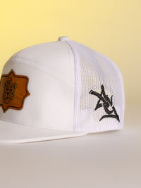 White LSU Leather Patch Hat
