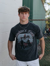 Black 'Stockton's Finest' Acid Wash Boxy Tee