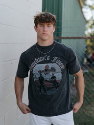 Black 'Stockton's Finest' Acid Wash Boxy Tee