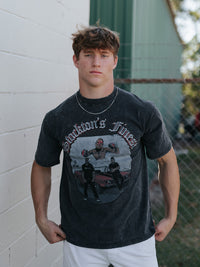 Black 'Stockton's Finest' Acid Wash Boxy Tee