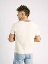 Cream Waffle Knit Polo