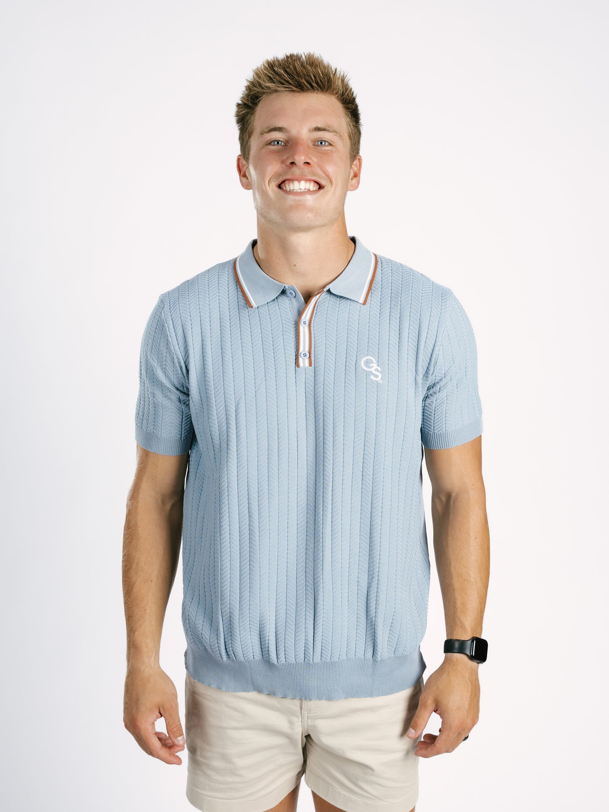 Light Blue Knit GS Golf Shirt