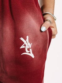 Maroon Acid Wash Sweatpants