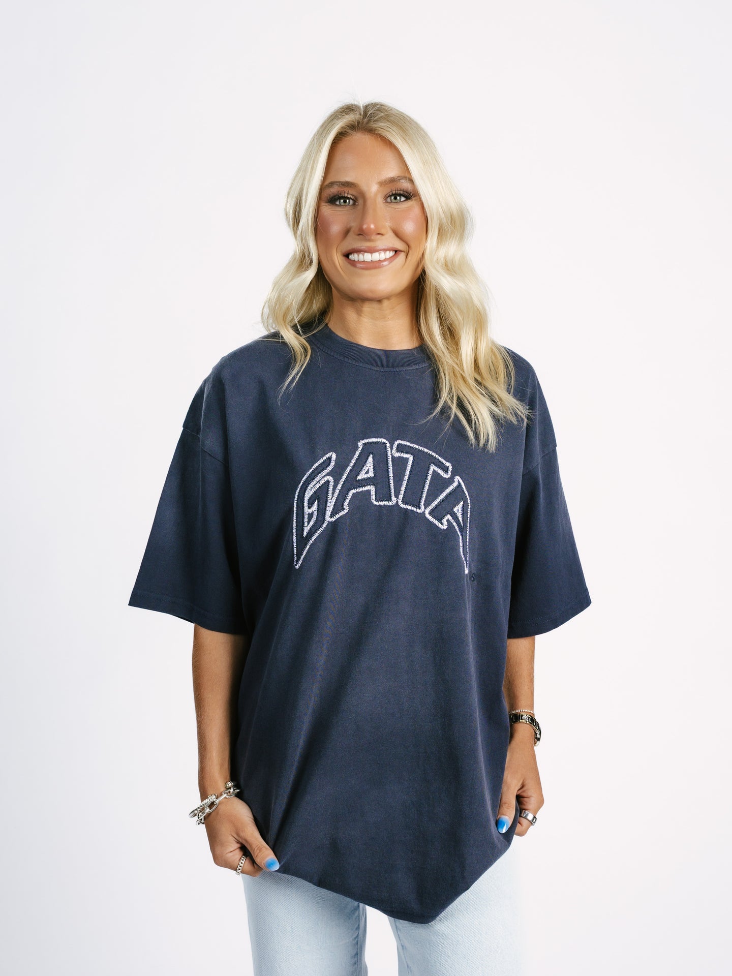 Navy Embroidered GATA Tee