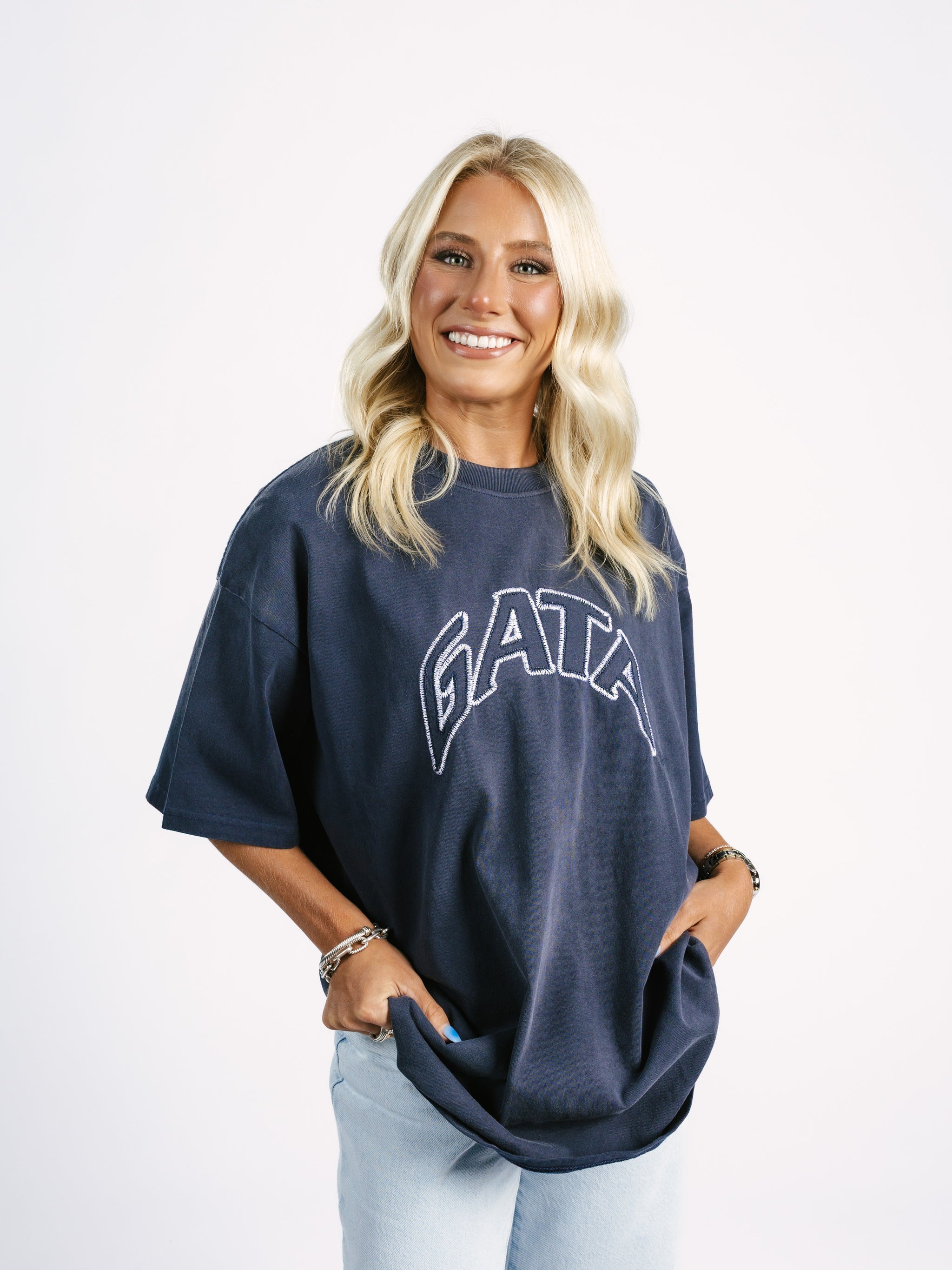 Navy Embroidered GATA Tee