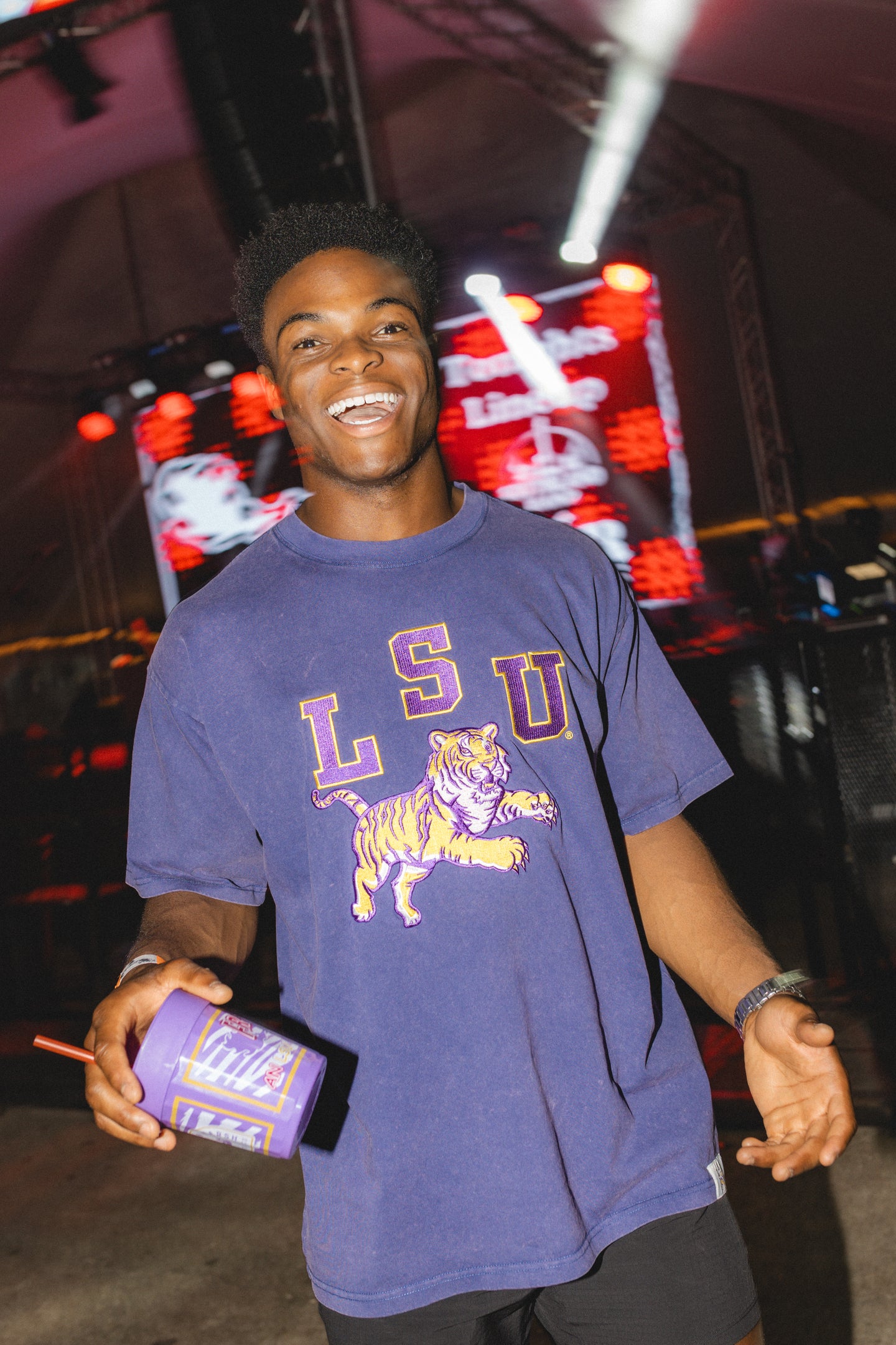 Acid Wash LSU Embroidered Tee