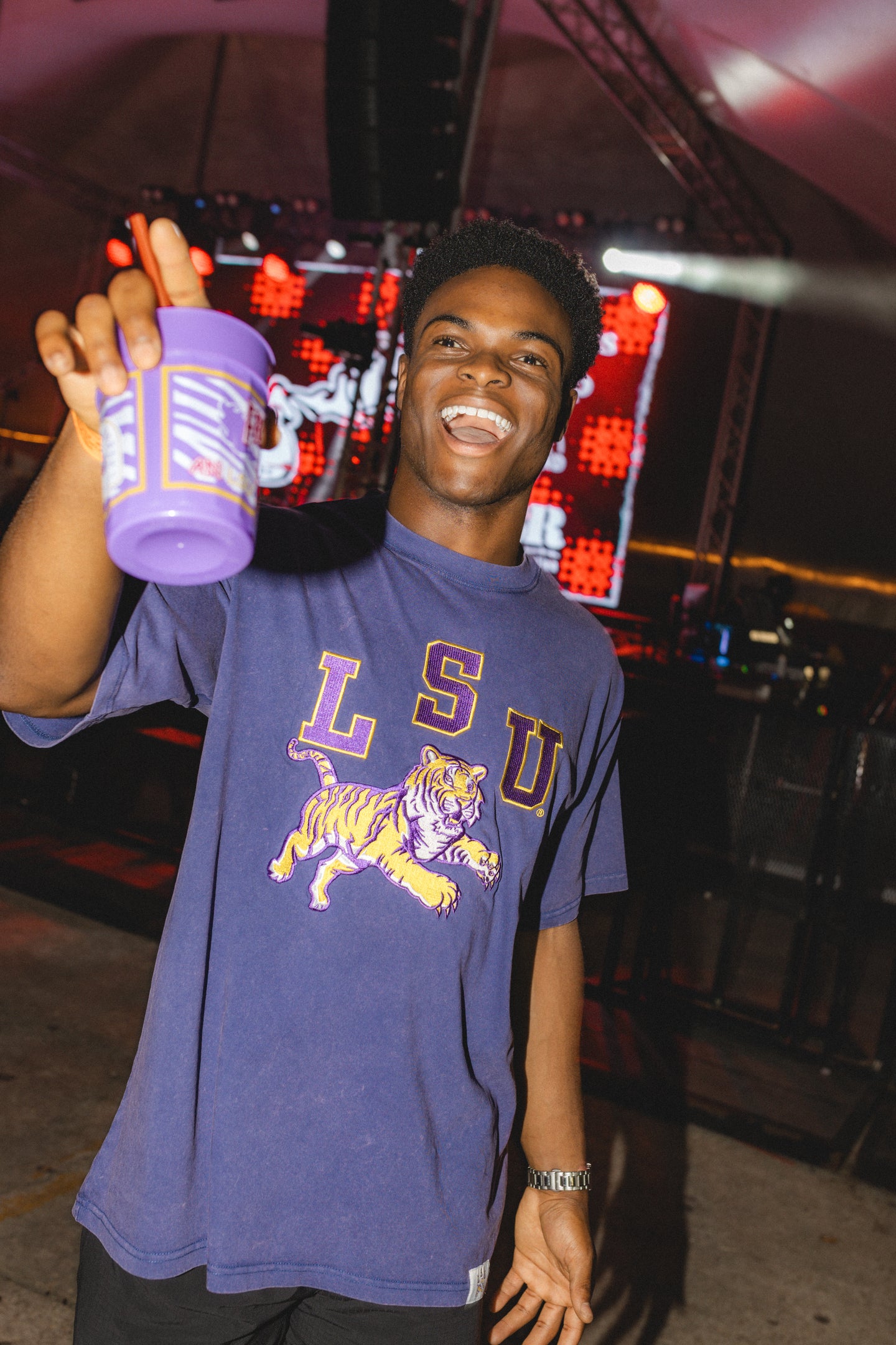 Acid Wash LSU Embroidered Tee