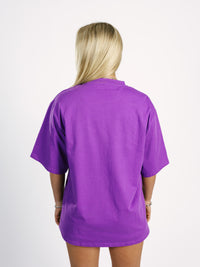 Purple Arena Graffiti Record Acid Wash Boxy Tee