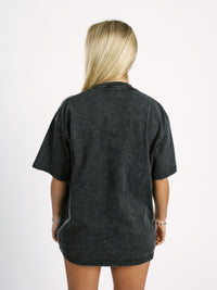 Black Arena Graffiti Record Acid Wash Boxy Tee
