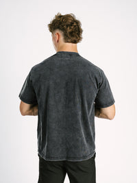 Black Arena Graffiti Record Acid Wash Boxy Tee