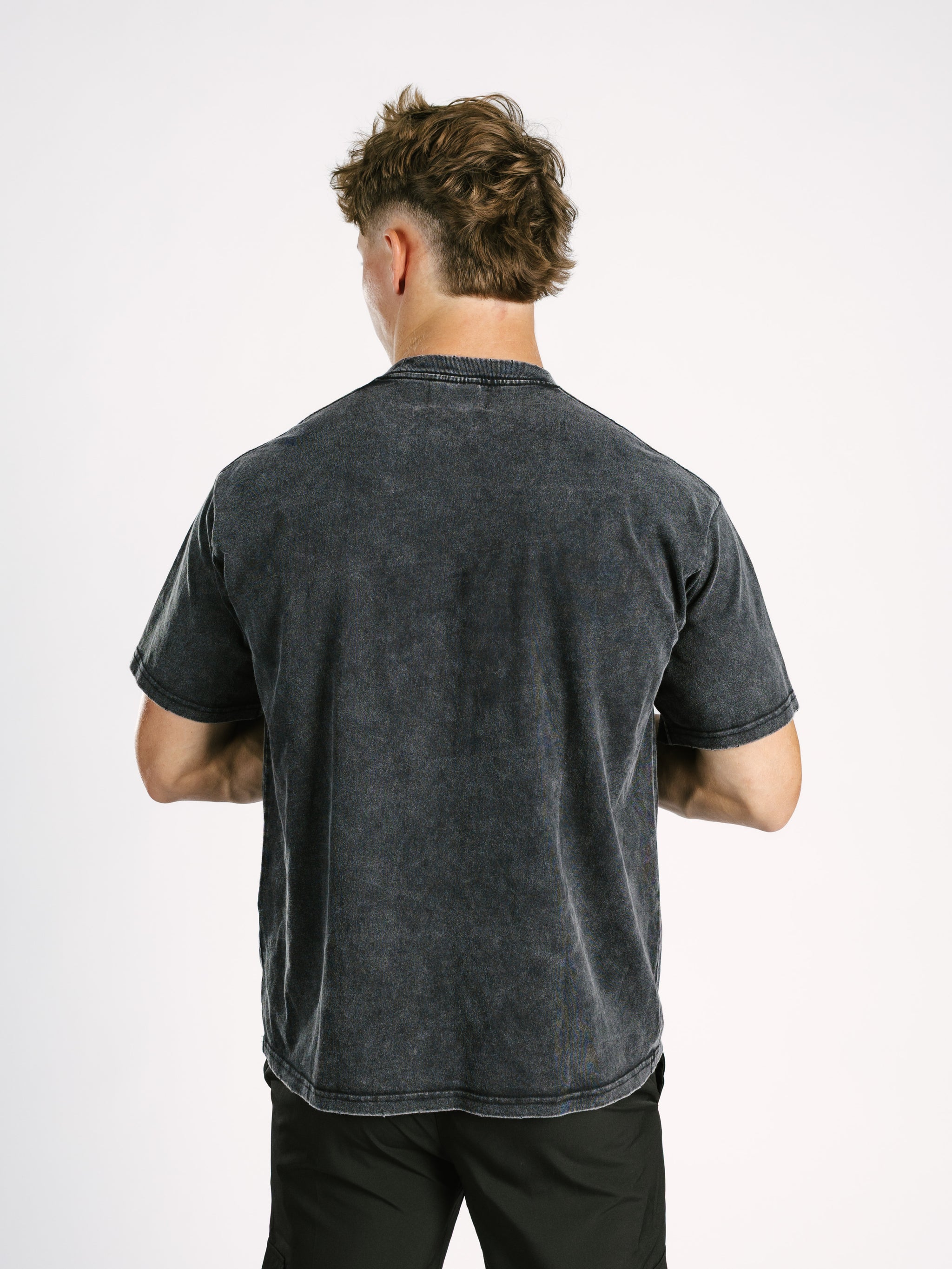 Black Arena Graffiti Record Acid Wash Boxy Tee