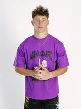 Purple Arena Graffiti Record Acid Wash Boxy Tee