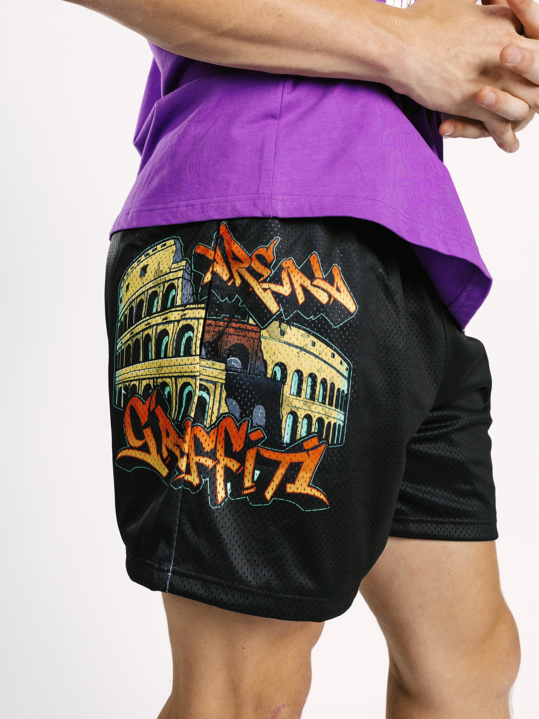 Black AG Graphic Mesh Gym Short