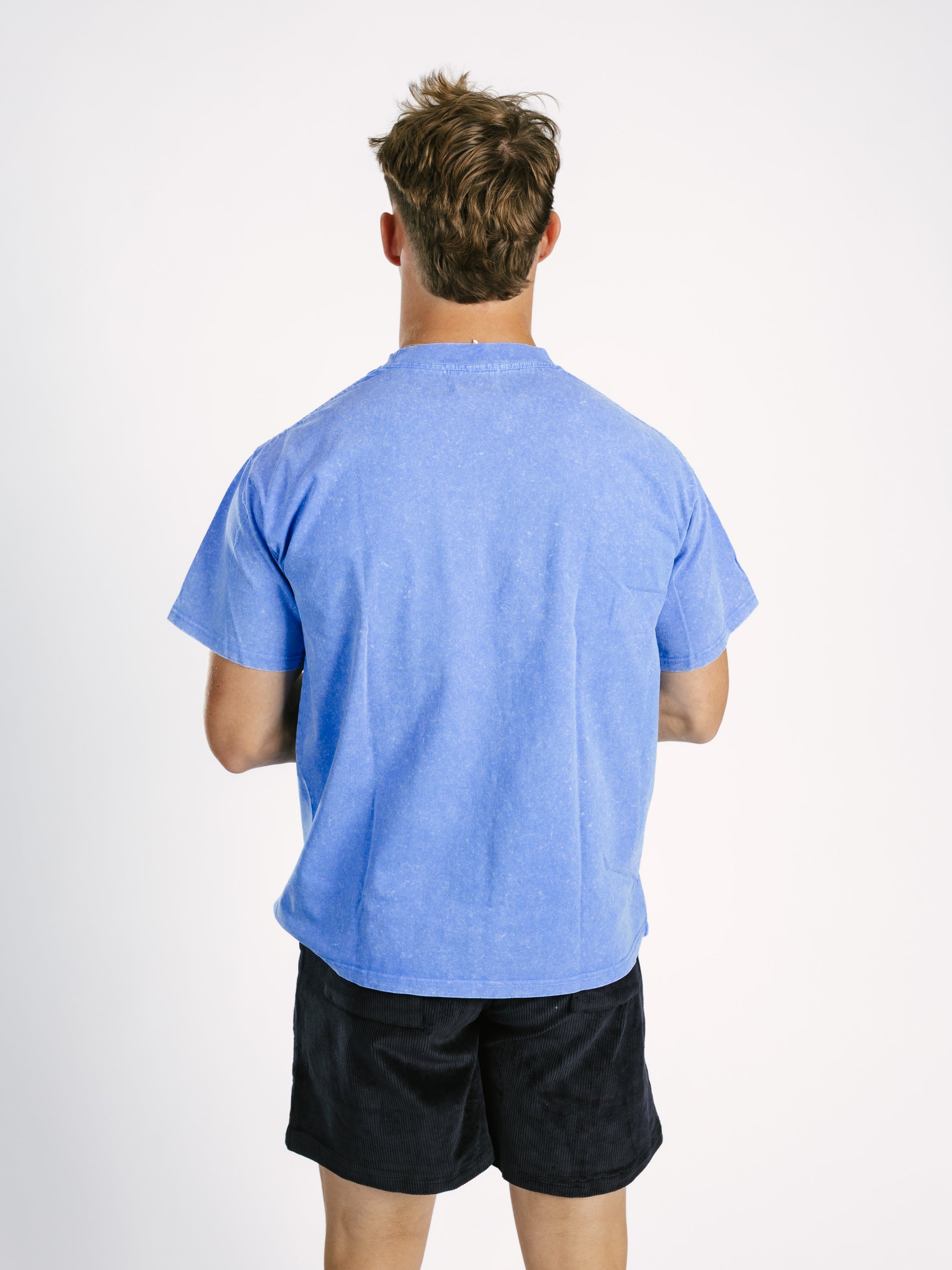 Blue AG Boxing Acid Wash Boxy Tee