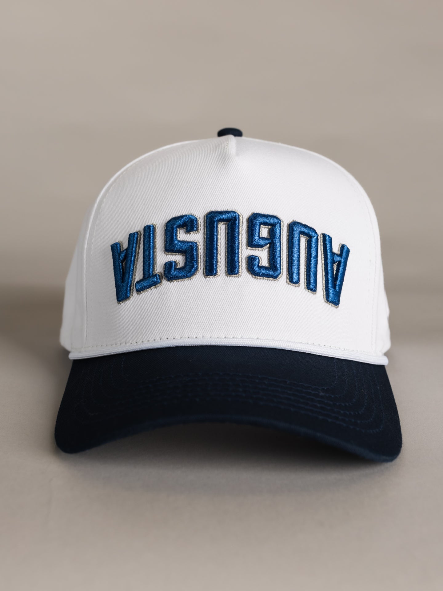 White & Navy Upside Down 'Augusta' Hat