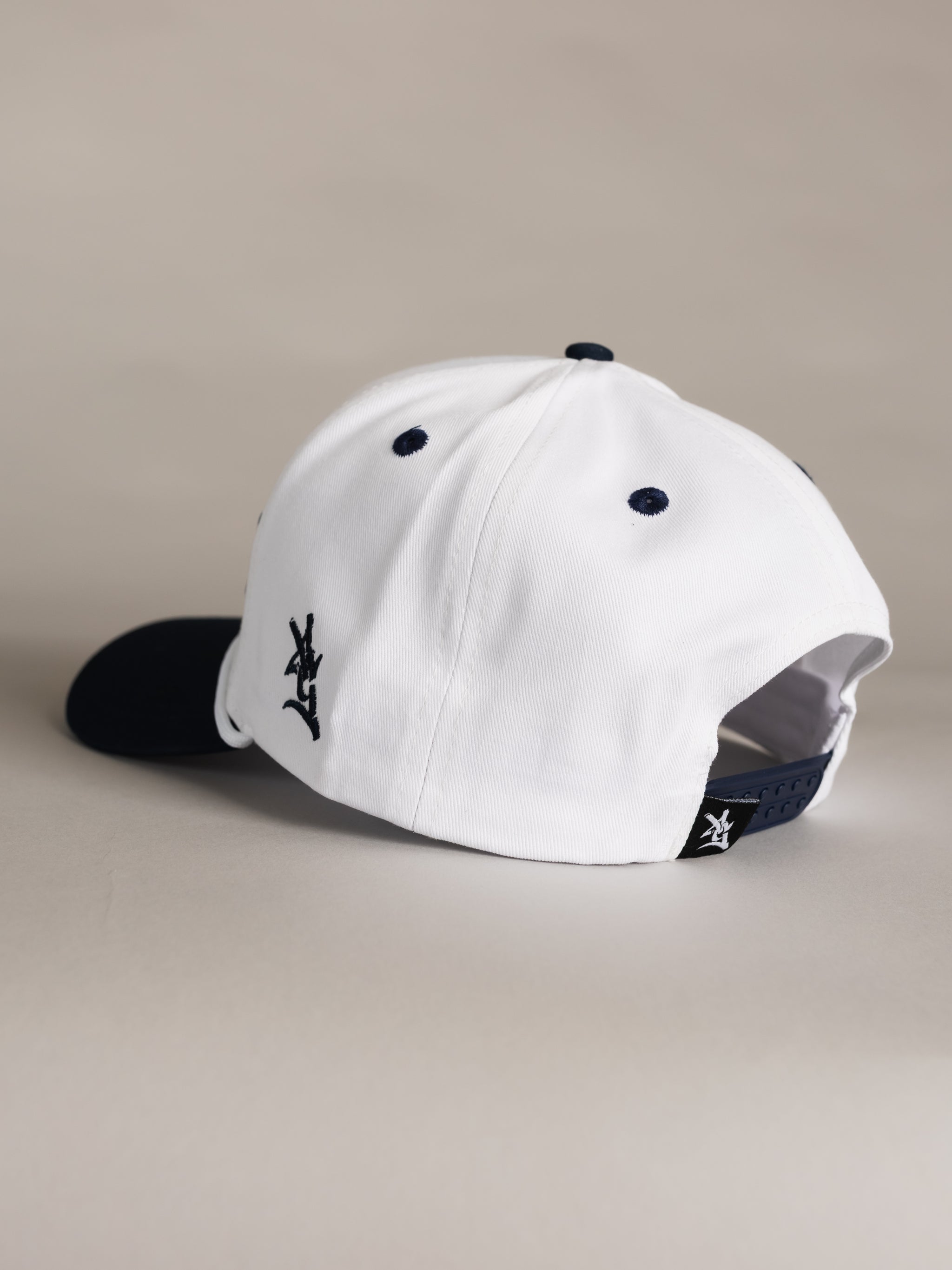 White & Navy Upside Down 'Augusta' Hat