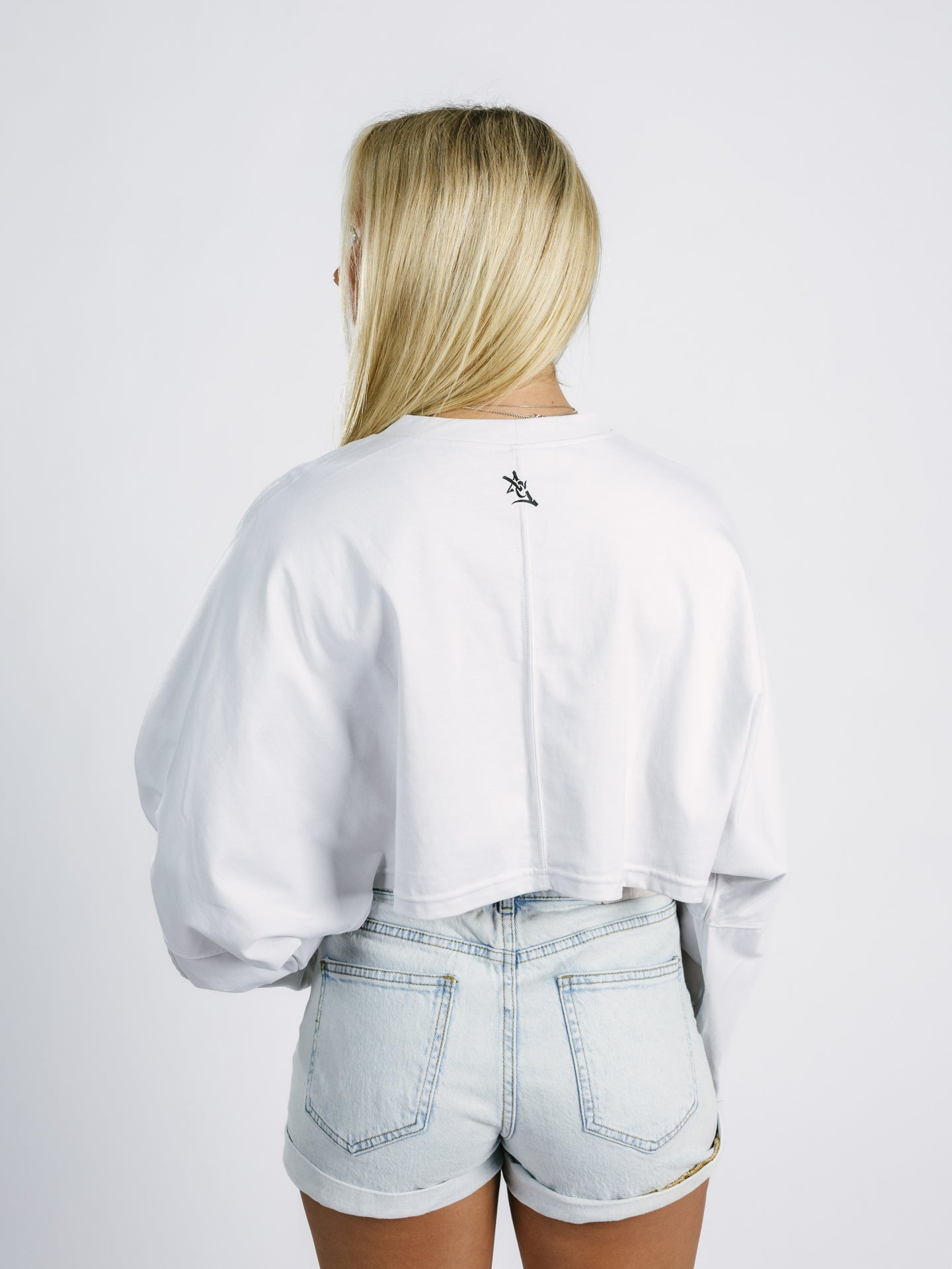 White Eagle Head Long Sleeve Crop Top