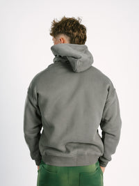 Solid Gray Labeled Hoodie