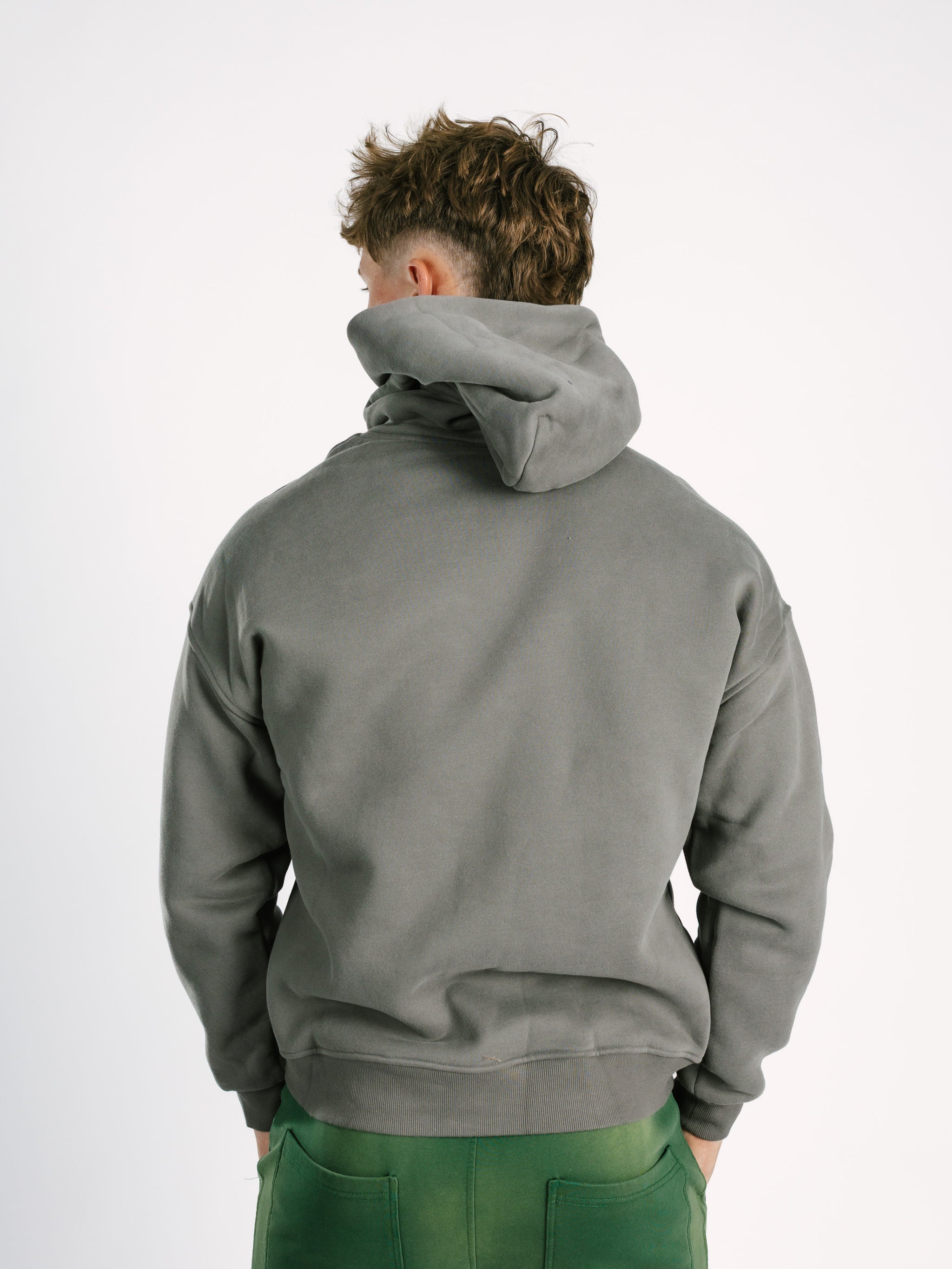 Solid Gray Labeled Hoodie