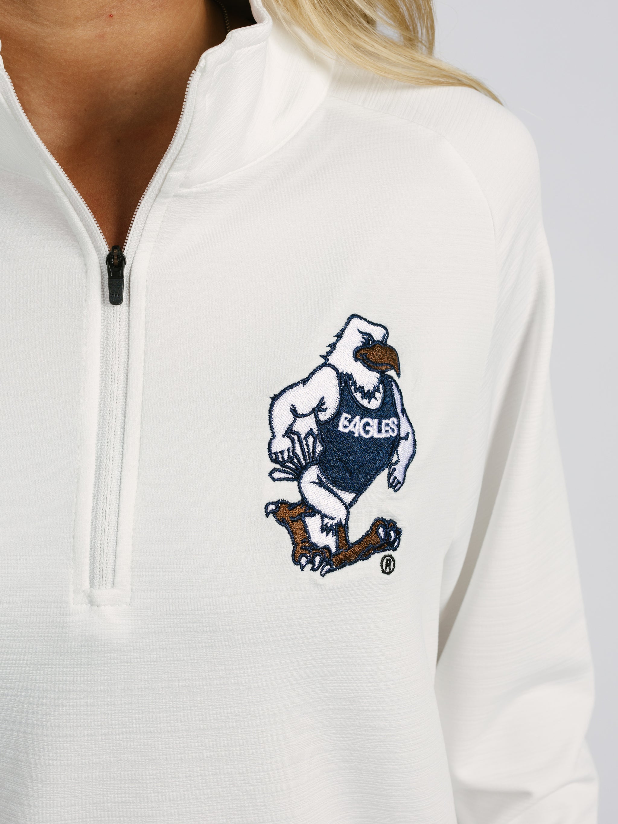 White Strutter Quarter Zip Pullover
