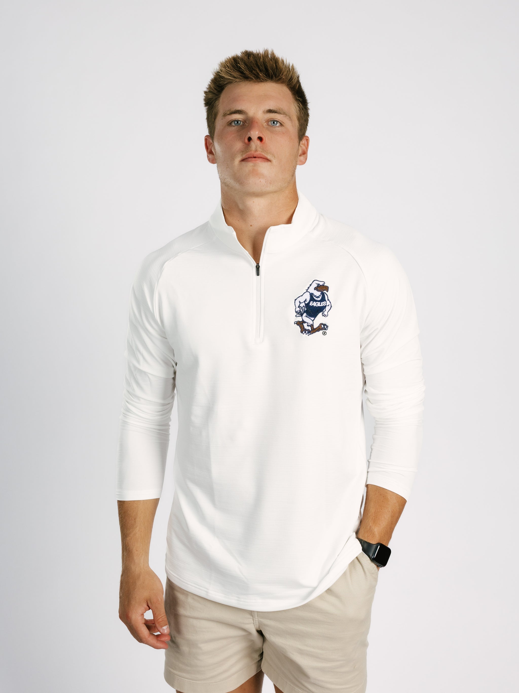 White Strutter Quarter Zip Pullover