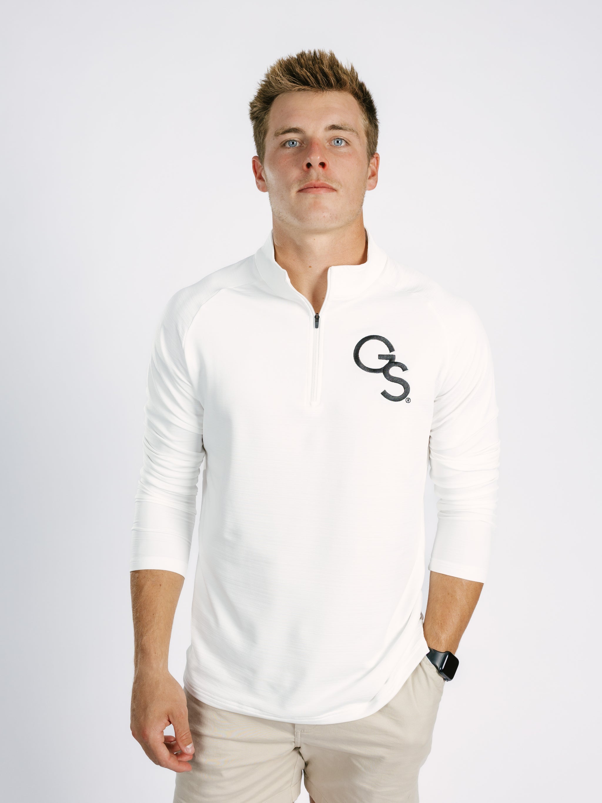 White GS Quarter Zip Pullover