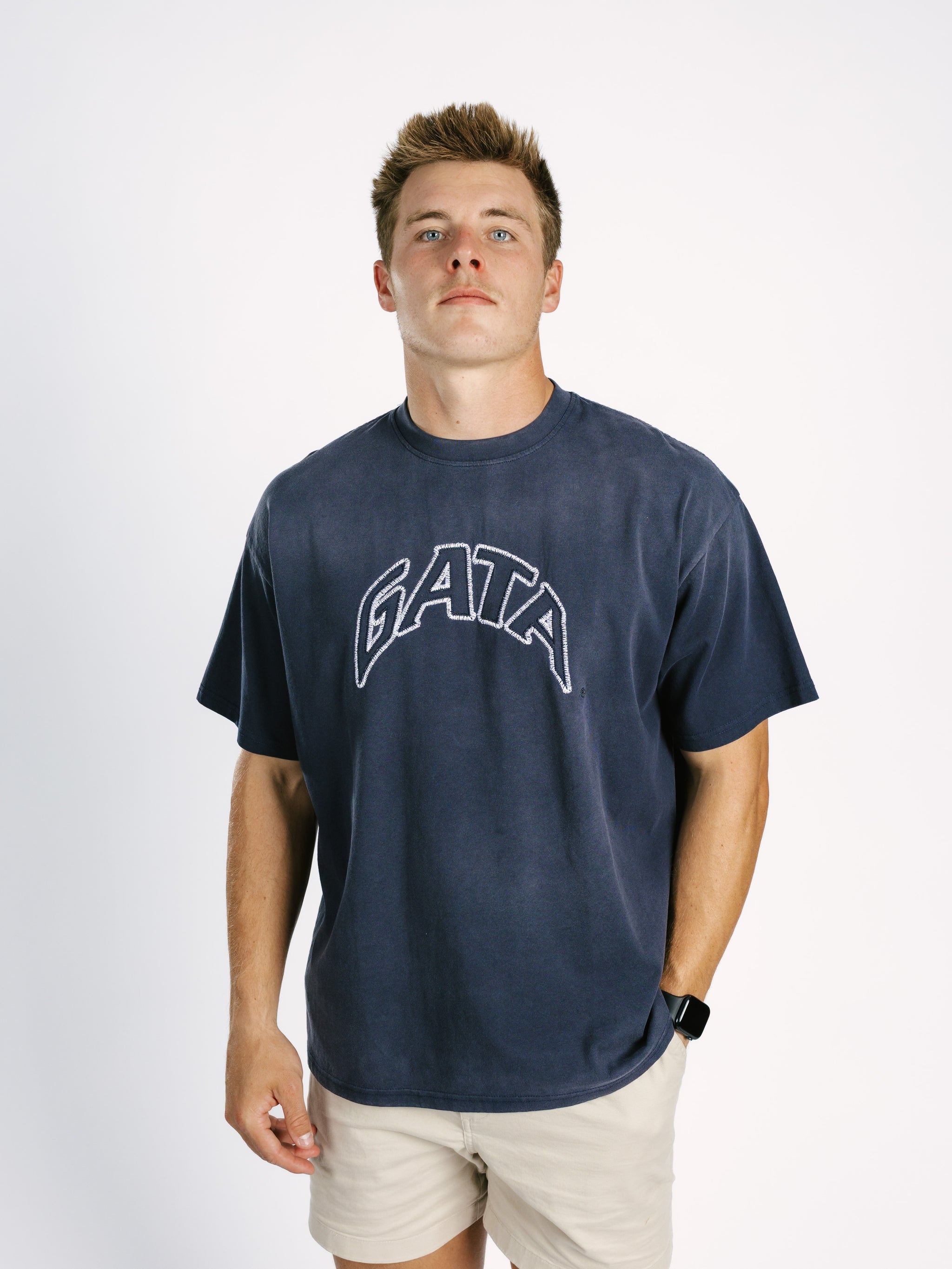 Navy Embroidered GATA Tee