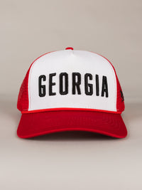 White and Red 'Georgia' Mesh Hat