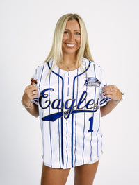 Navy & White Stripe Eagles Baseball Jersey