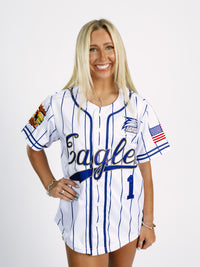Navy & White Stripe Eagles Baseball Jersey