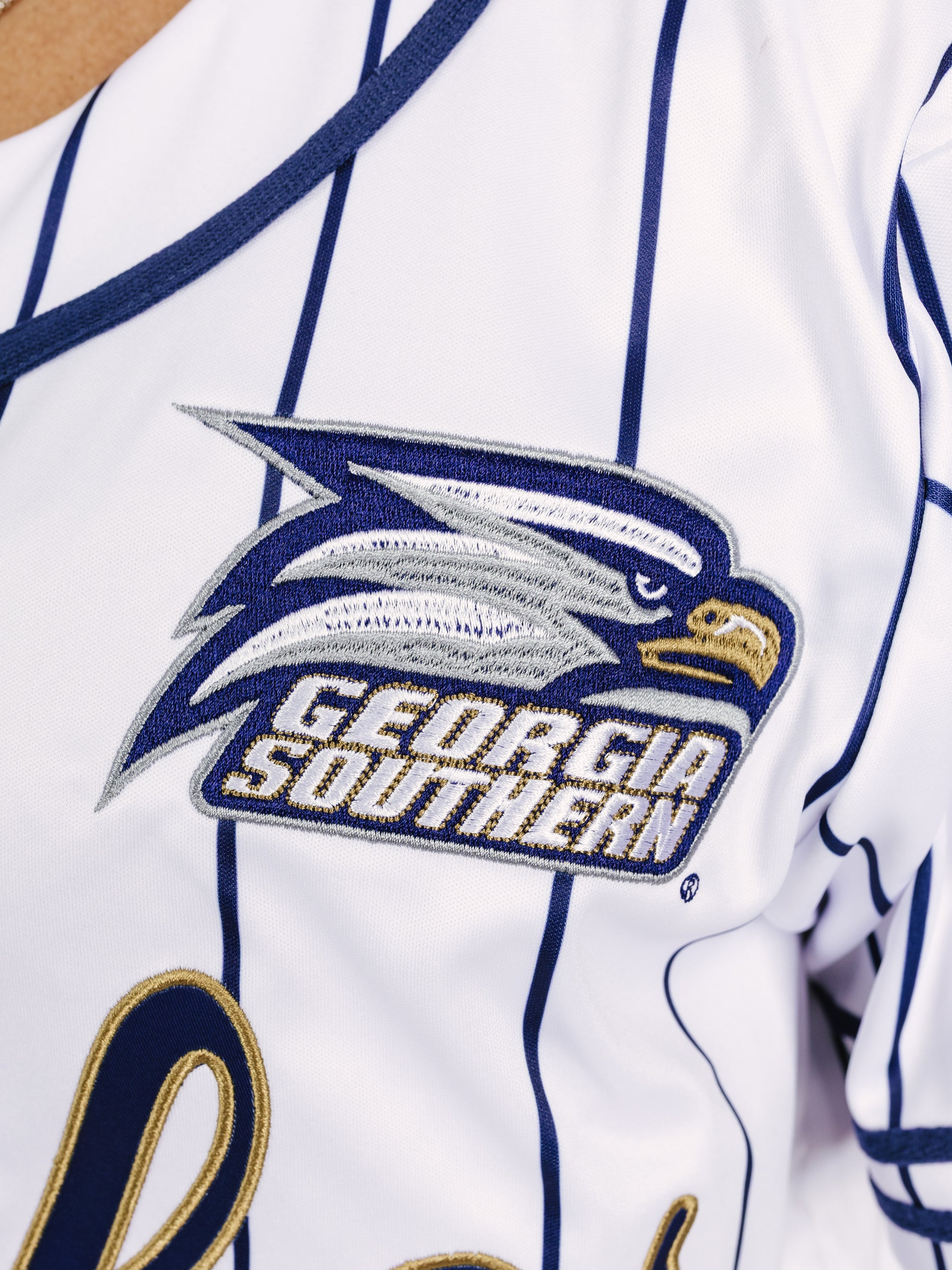 Navy & White Stripe Eagles Baseball Jersey