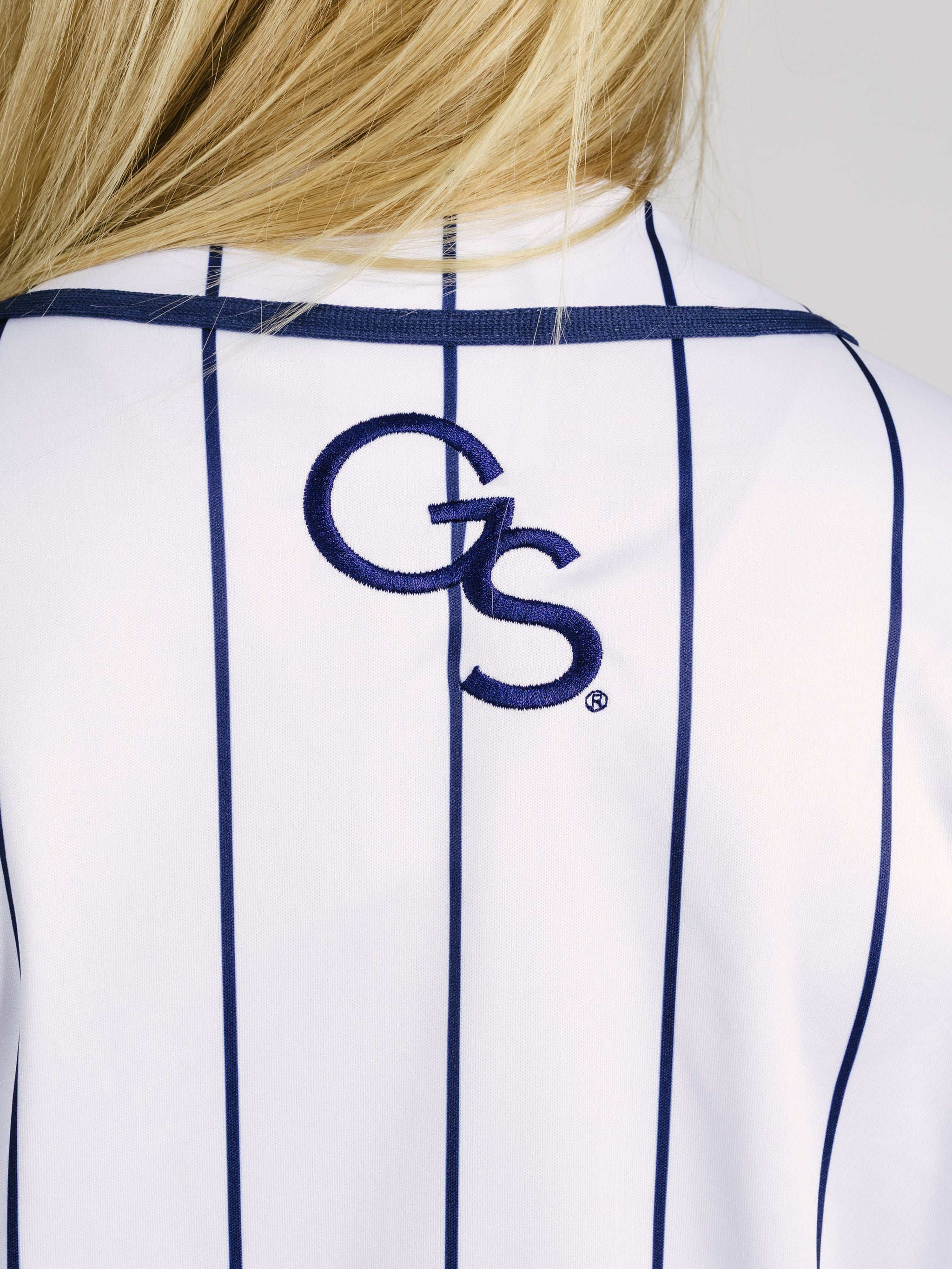 Navy & White Stripe Eagles Baseball Jersey