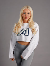 White AU Long Sleeve A Crop Top