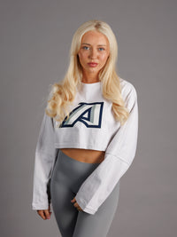 White AU Long Sleeve A Crop Top