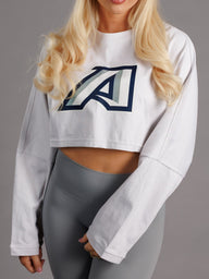 White AU Long Sleeve A Crop Top