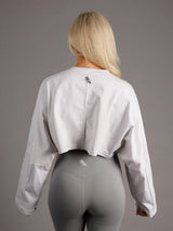 White AU Long Sleeve A Crop Top