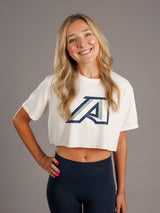 White AU Short Sleeve Crop Top
