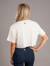 White AU Short Sleeve Crop Top