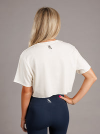 White AU Short Sleeve Crop Top