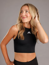Black AU Highneck Padded Active Top