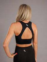 Black AU Highneck Padded Active Top