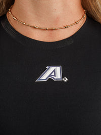 Black AU Highneck Padded Active Top