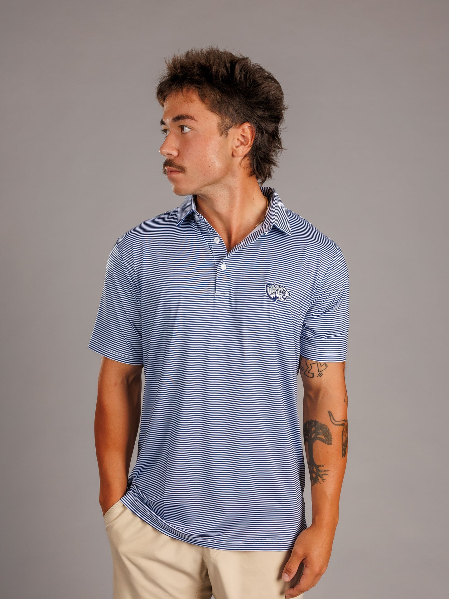 Navy and White Stripe Jag Polo