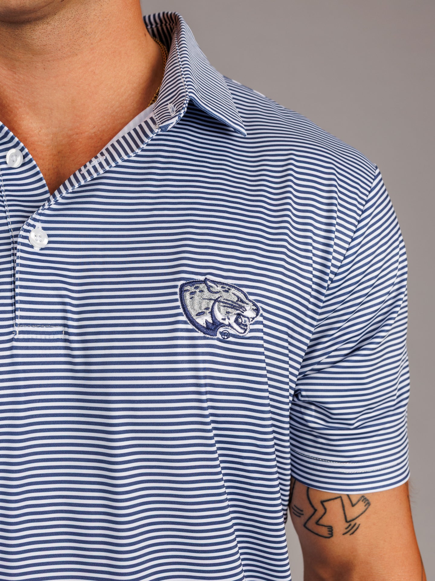 Navy and White Stripe Jag Polo