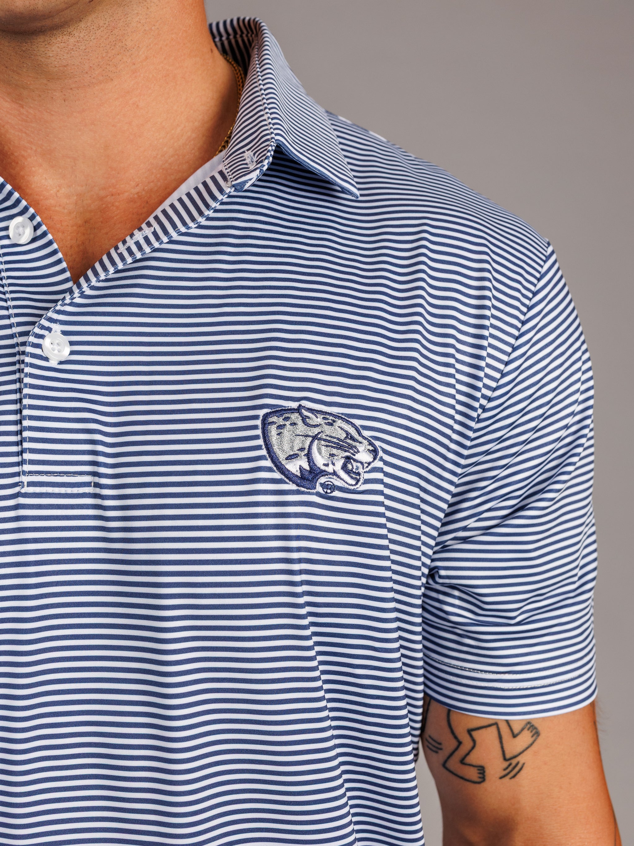 Navy and White Stripe Jag Polo