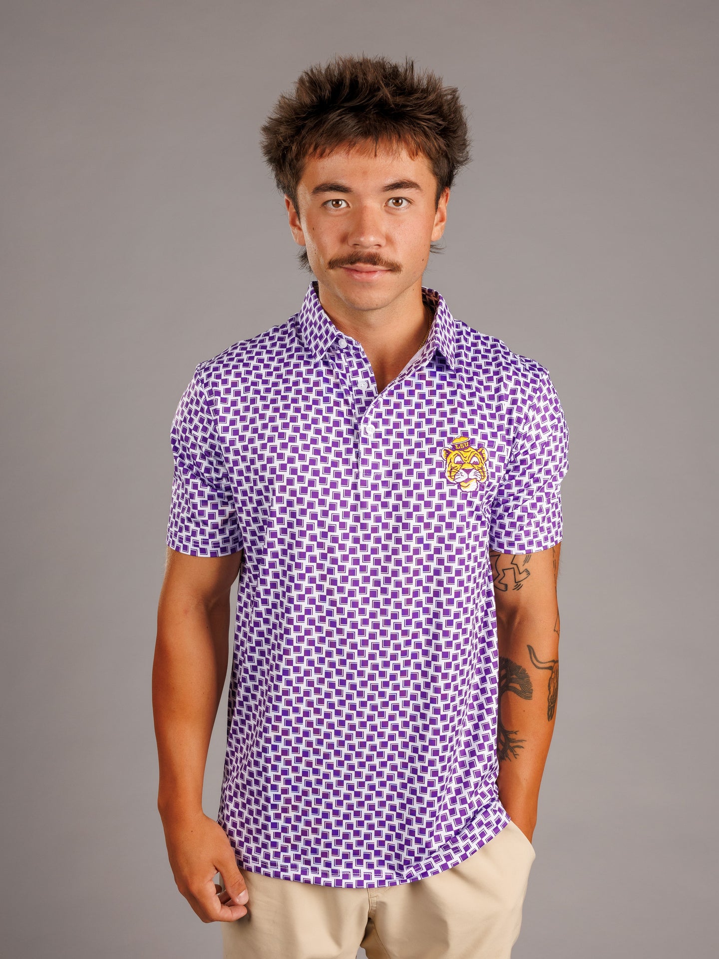 Checkered Vintage Mike LSU Polo
