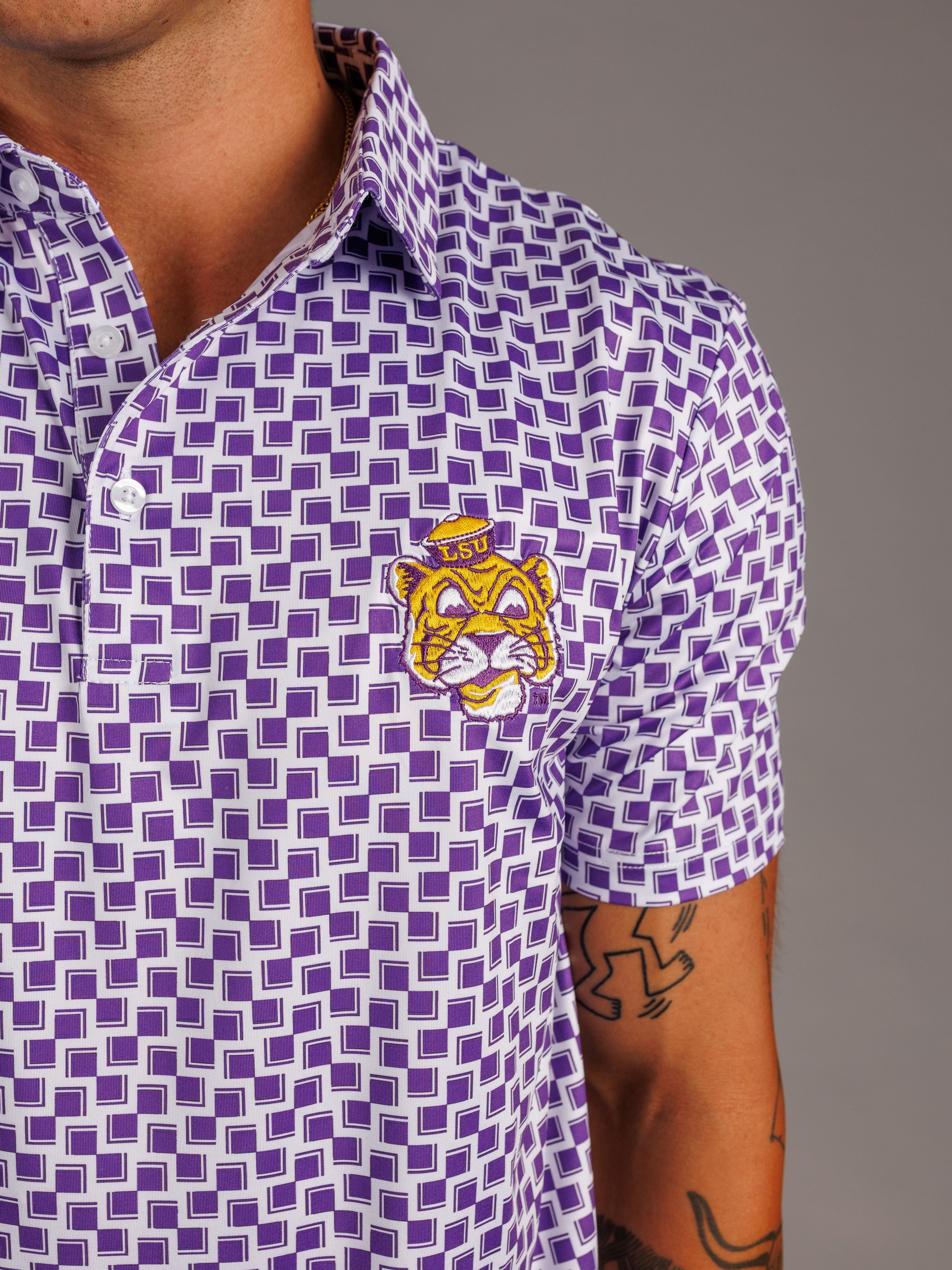 Checkered Vintage Mike LSU Polo