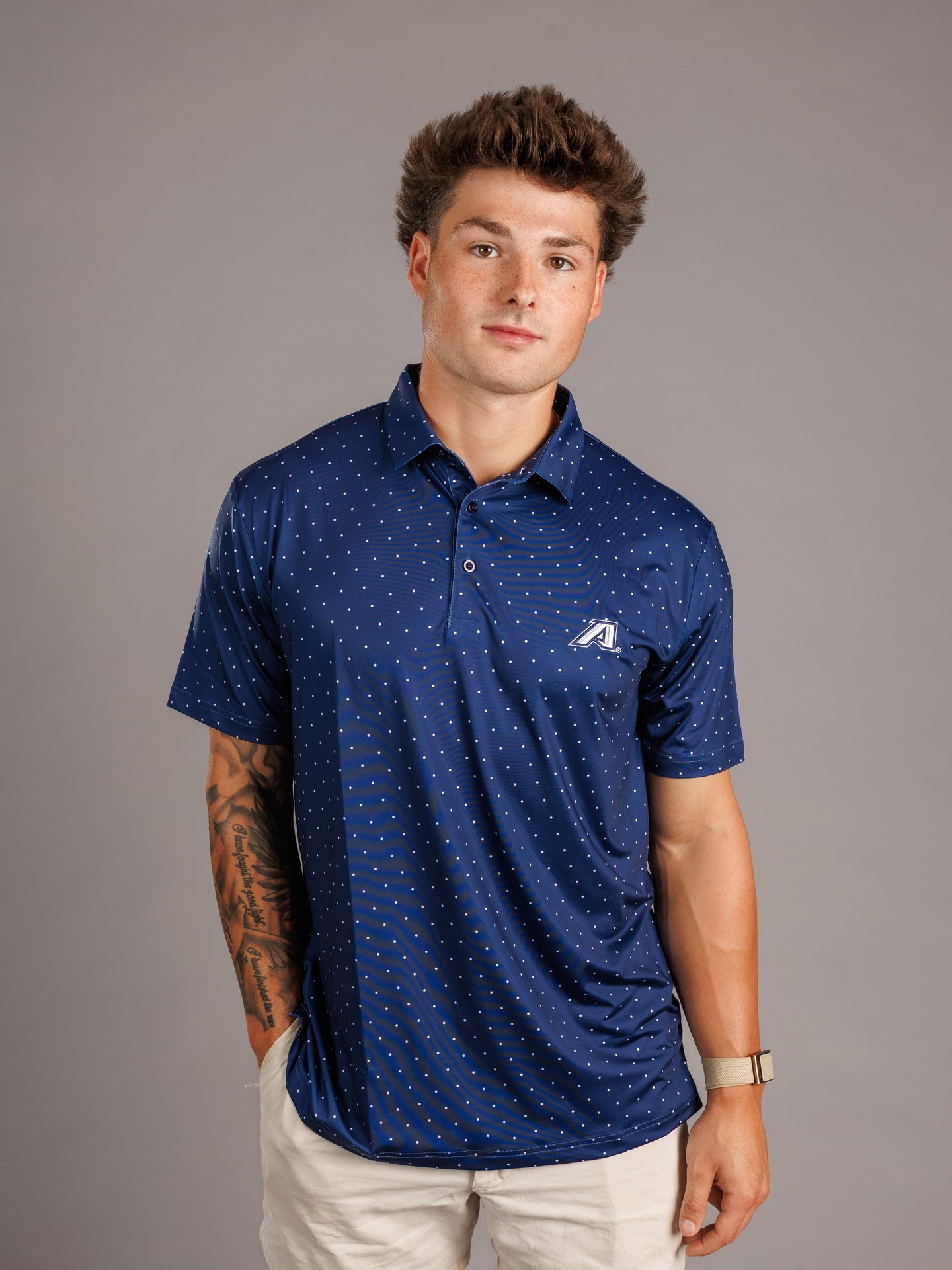 Navy Dotted AU Polo