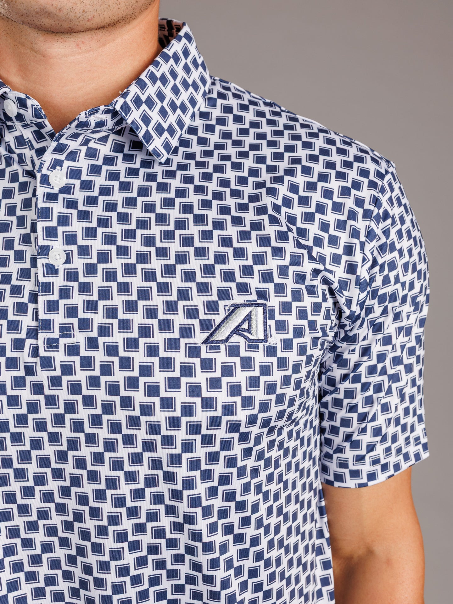 Navy and White Checkered AU Polo